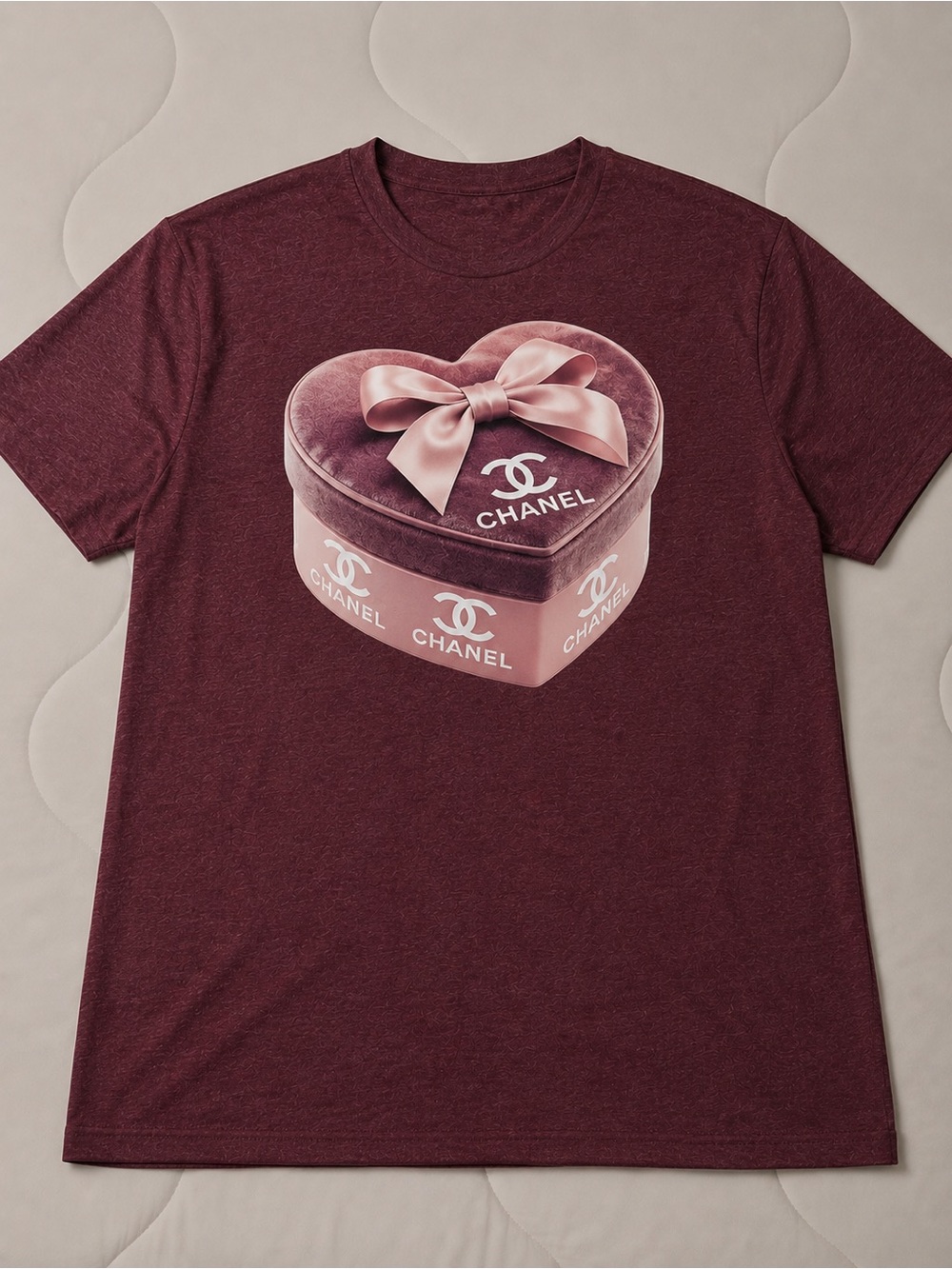 Maroon Plus Size Tee with Pink Heart Box Graphic